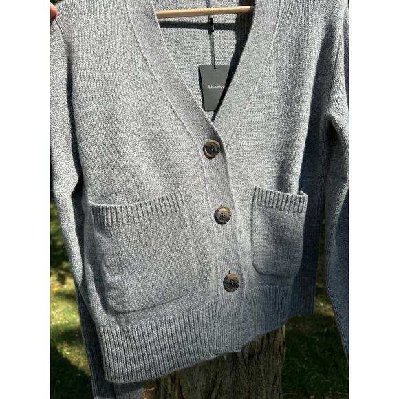 Lisa Yang Danni Cardigan Sweater 100% Cashmere Heathered Grey Size 1 Small Med - Picture 10 of 16